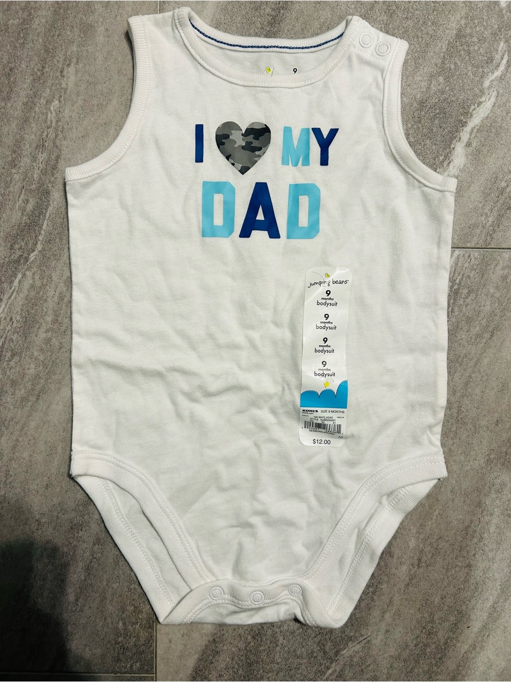 jumping beans White Tank Bodysuit with Blue 'I ♥ MY DAD' Graphic